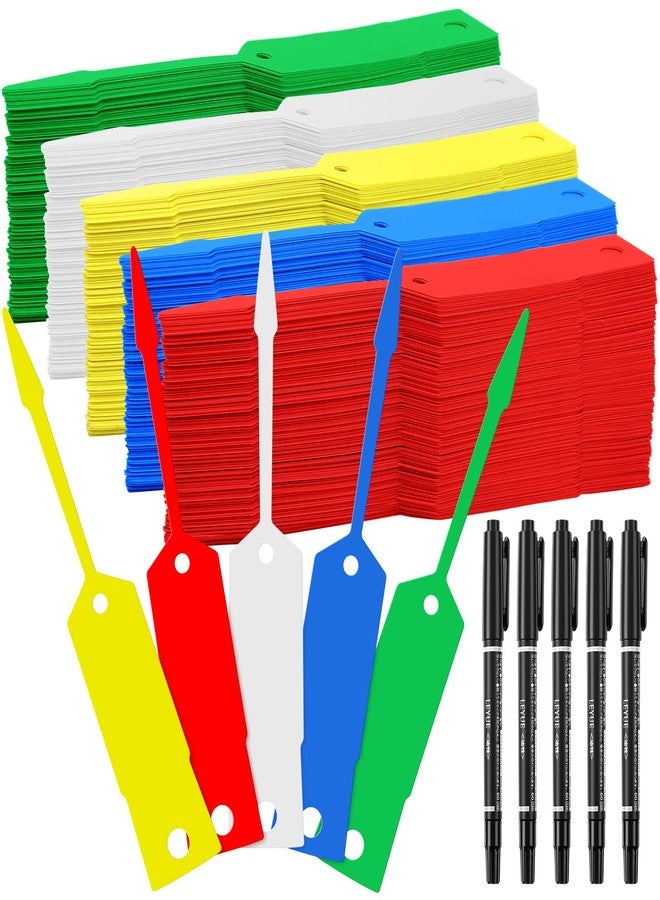Woanger 2000 Pieces Self Locking Arrow Key Tags Car Key Labels Self Lock Identifierscar Parts Tags with 5 Pcs Black Pens for Office Automotive Shop Supplies(4 1/2 x 3/4 Inch,Bright Colors) - Image 1